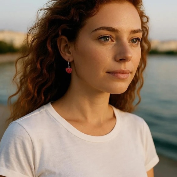 Red Heart Earrings - Picture 3 of 9